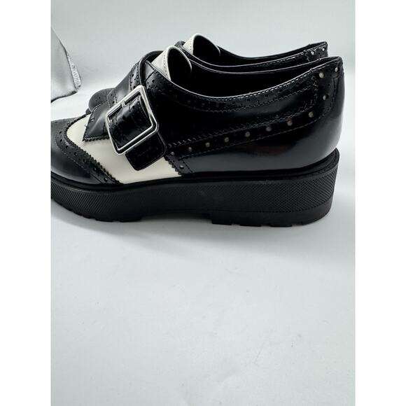 Marc Fisher LTD Remona Leather Monk Strap Loafers Black White Womens Size 8 - Picture 5 of 11